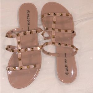 Nude Jelly Studded Sandals